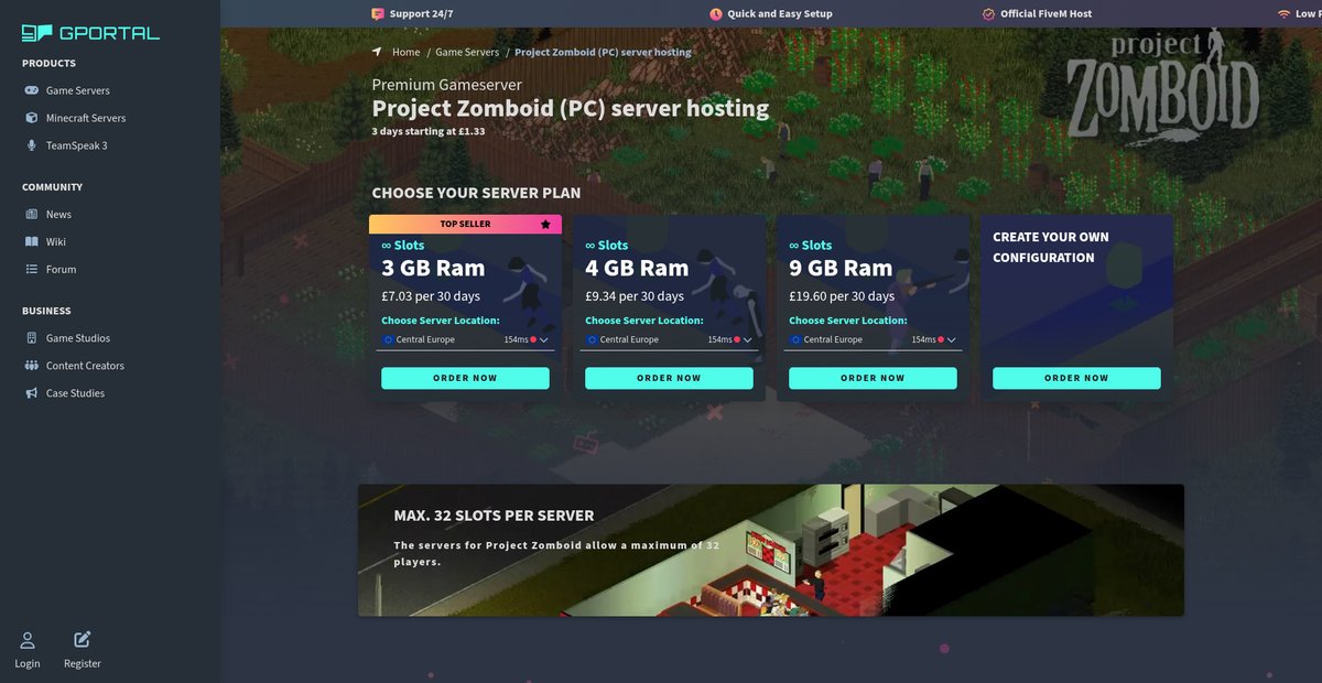 Project Zomboid (PC) server hosting Screenshot