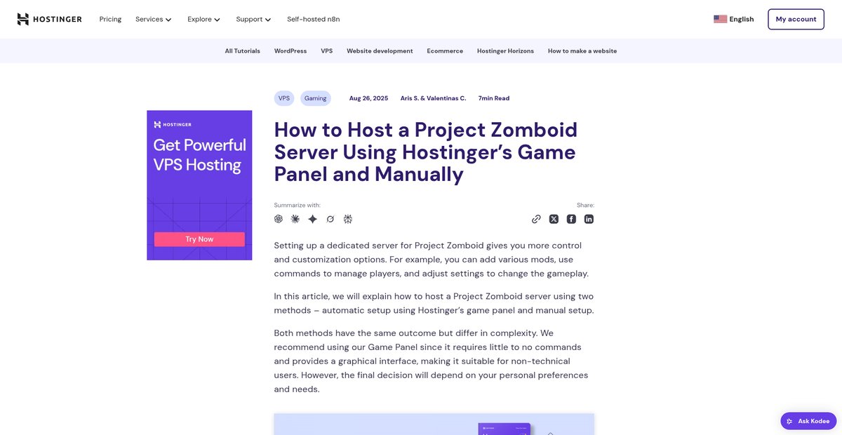 How to Host a Dedicated Project Zomboid Server Screenshot