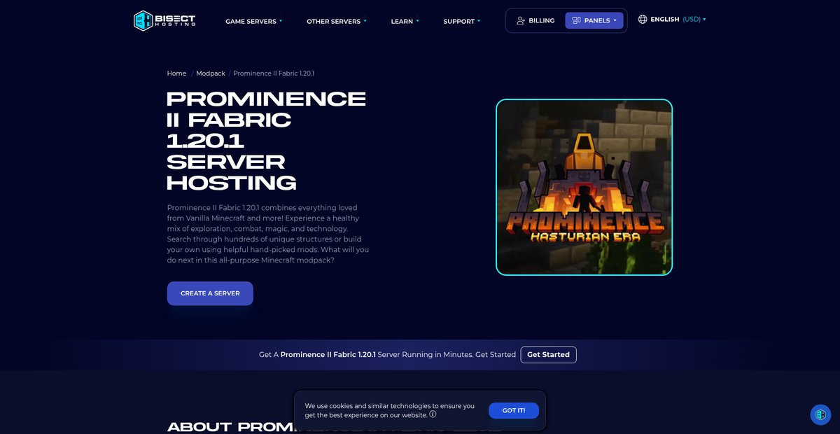 Prominence II Fabric 1.20.1 Server Hosting Screenshot
