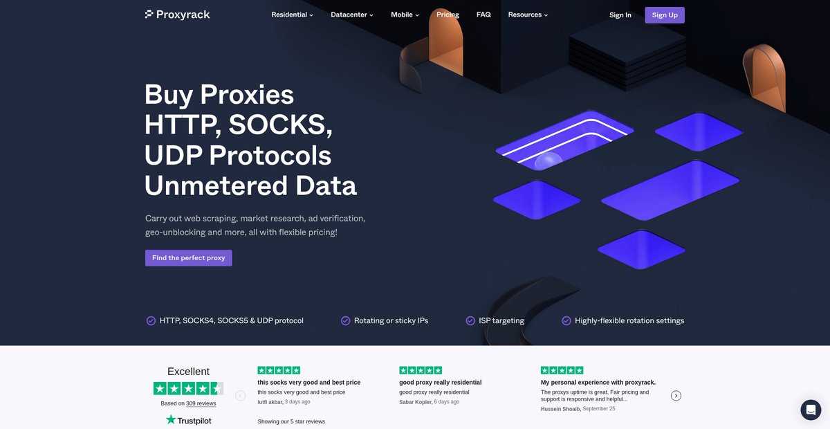 Proxyrack: Buy Proxies HTTP, UDP, SOCKS Proxy Screenshot