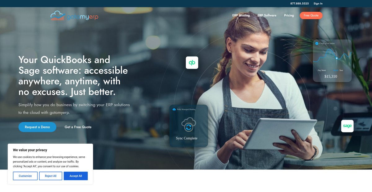 Reliable Sage & Quickbooks Cloud Hosting Services | gotomyerp Screenshot