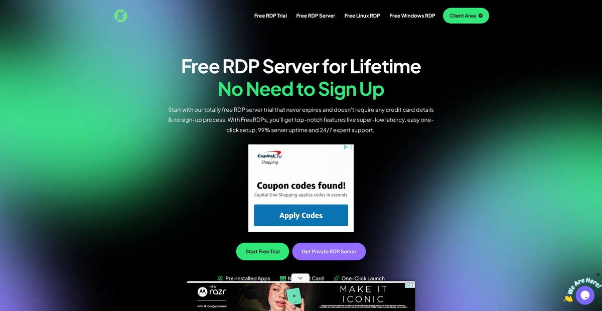 #1 Free RDP Hosting Server | No Sign Up - No Credit Card Screenshot