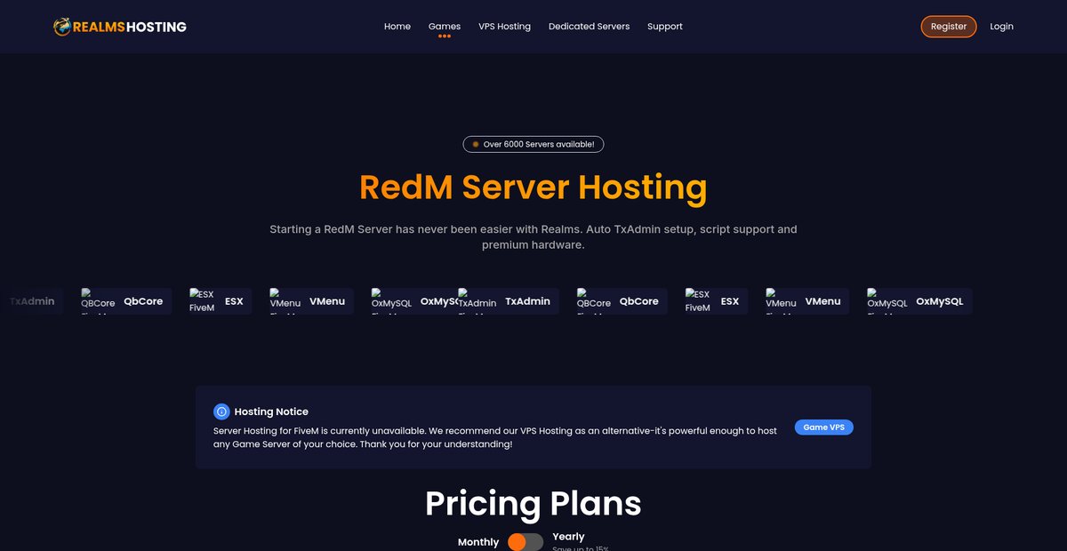 RedM Server Hosting Screenshot