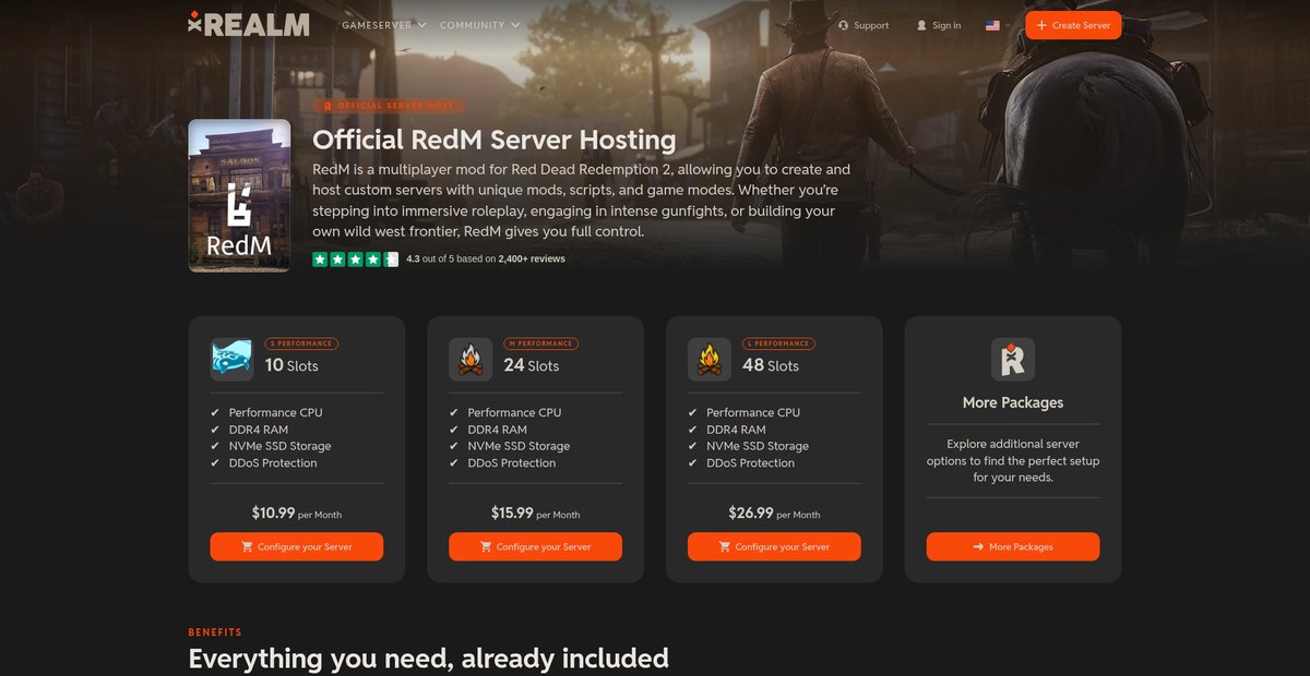 Official RedM Server Hosting Screenshot