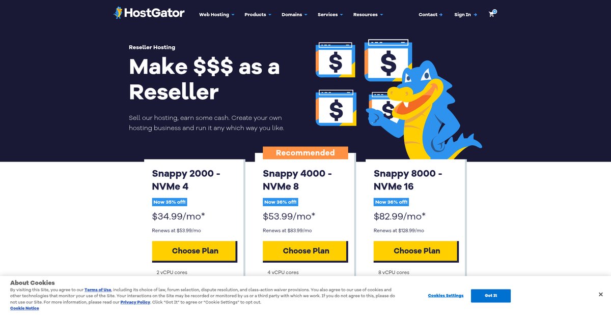 Reseller Hosting Plans - cPanel & WHM Packages Screenshot