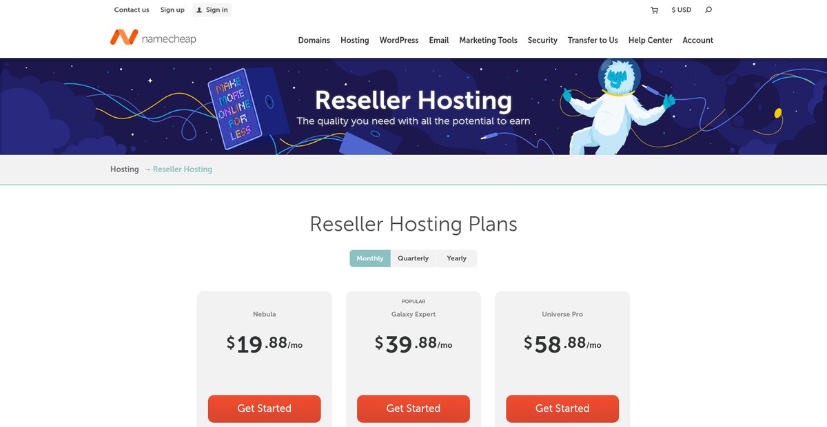 Cheap Reseller Web Hosting Plans. Start your ... Screenshot