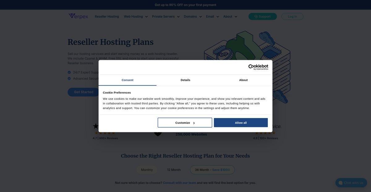 Reseller Hosting with cPanel from $11.99/m Screenshot
