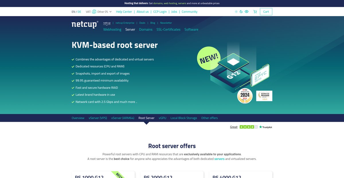 Root server with guaranteed CPU / RAM / SSD Screenshot