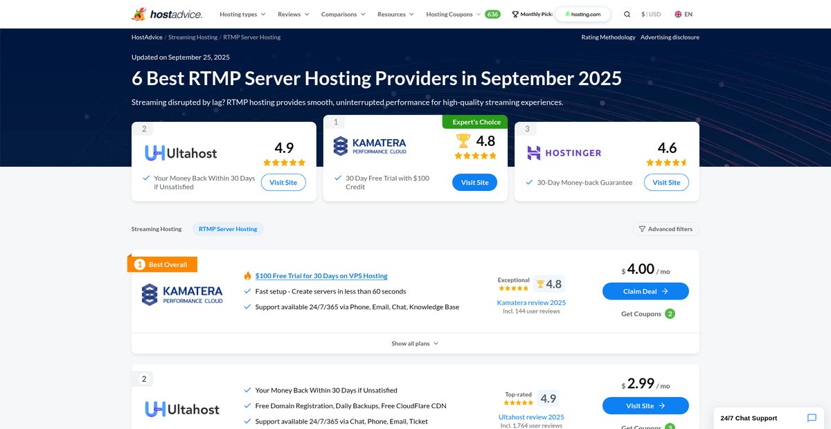 6 Best RTMP Server Hosting Providers (Jun 2025) Screenshot