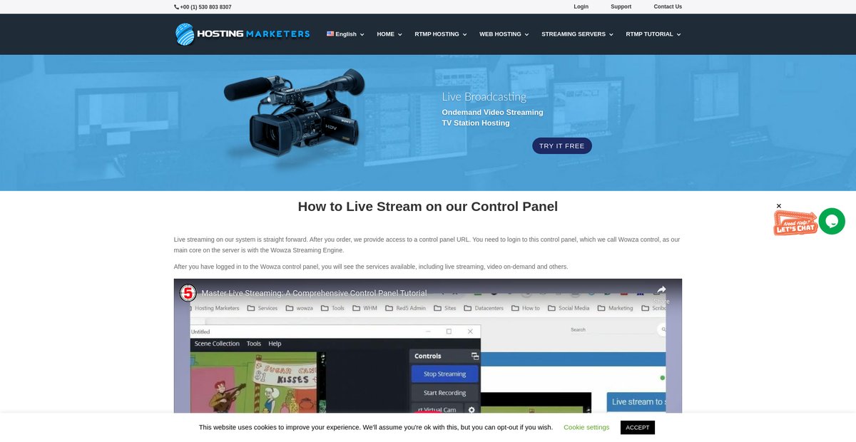 Live Streaming - RTMP Server Hosting Screenshot