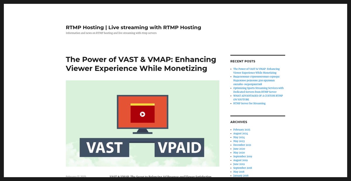 RTMP Hosting | Live streaming with RTMP Hosting - Information and news on RTMP hosting and live streaming with rtmp servers Screenshot