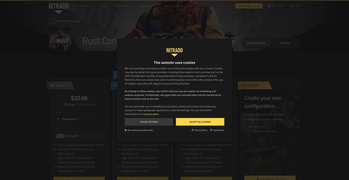 Rust Console Server Hosting | Nitrado Screenshot