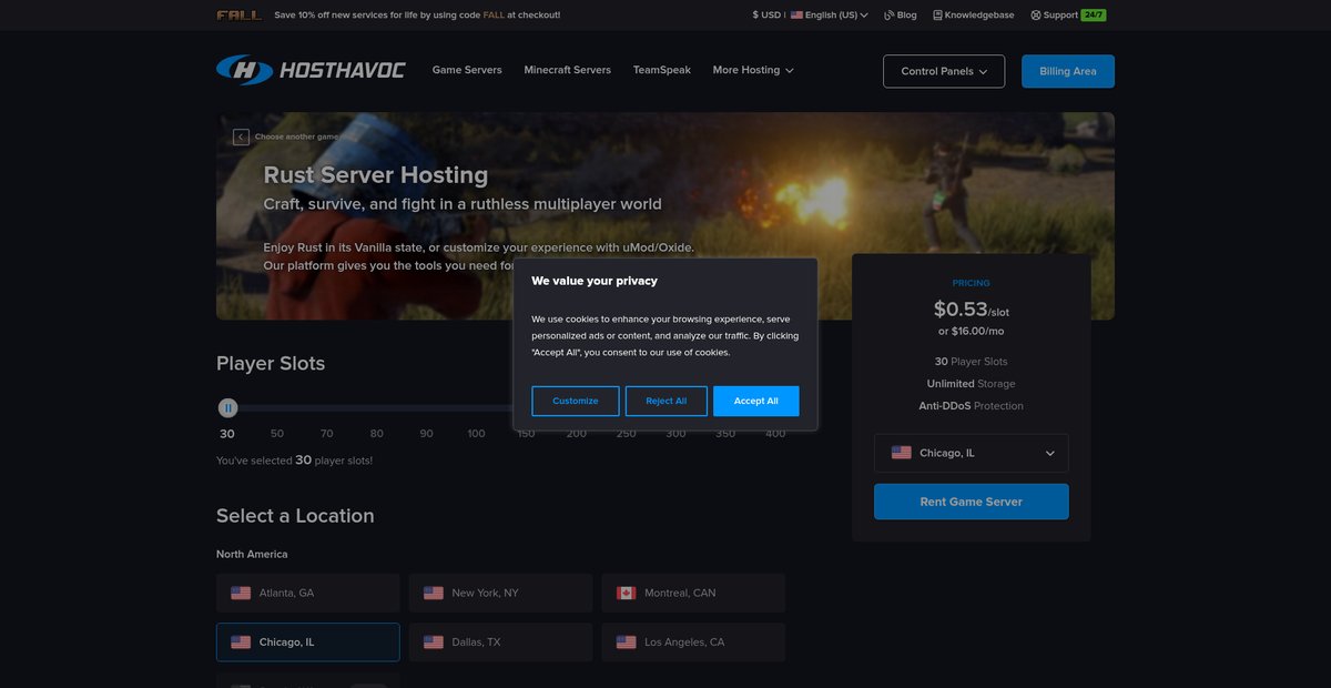Rust Server Hosting Screenshot