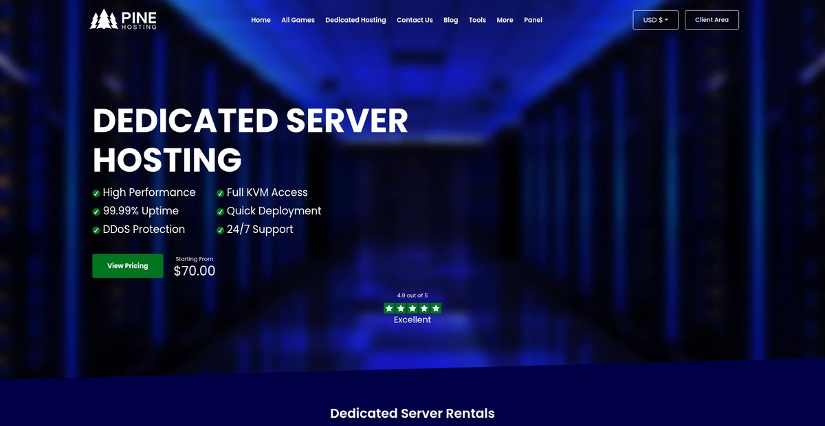 Dedicated Server Hosting and Server Rentals | Pine Hosting Screenshot