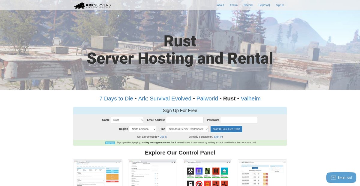 Rust Server Hosting and Rental Screenshot