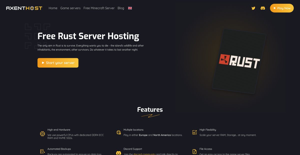 Free Rust Server Hosting Screenshot
