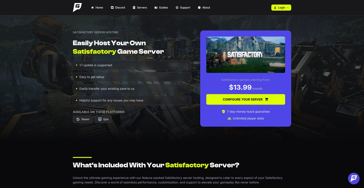 Satisfactory Server Hosting - Game Host Bros Screenshot