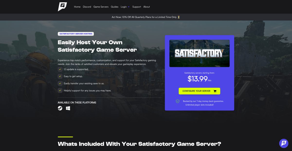 Satisfactory Server Hosting - Game Host Bros Screenshot