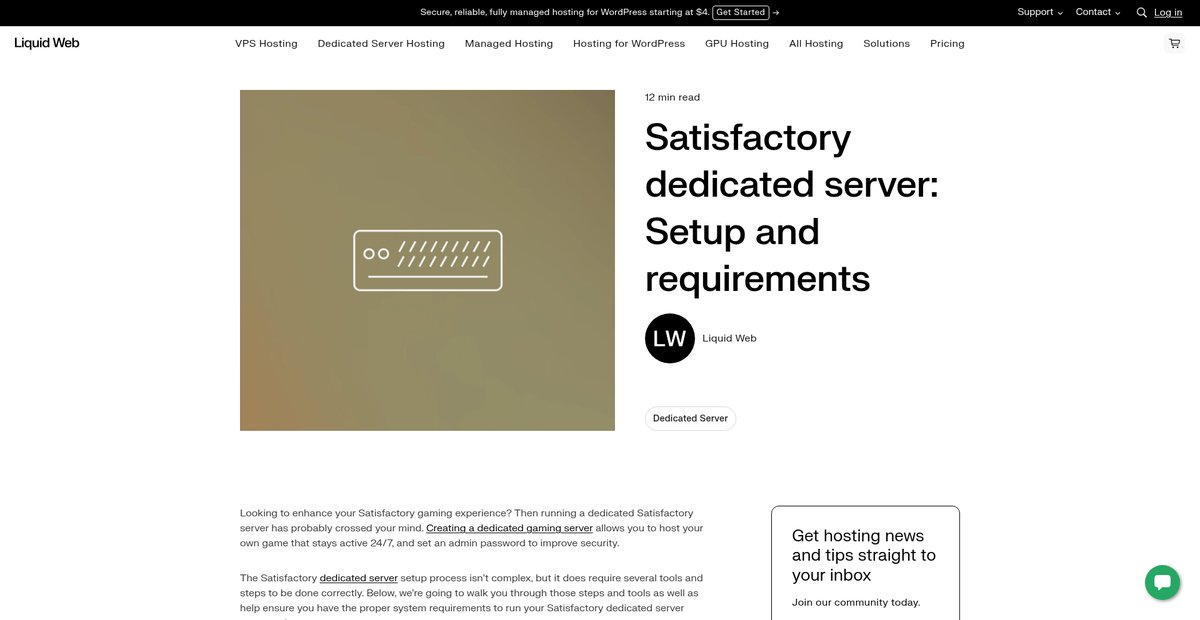 Satisfactory Dedicated Server: Setup & Requirements Screenshot
