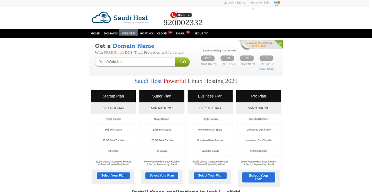 SaudiHost: Best Saudi Web Hosting 2025 Jeddah, Riyadh Screenshot