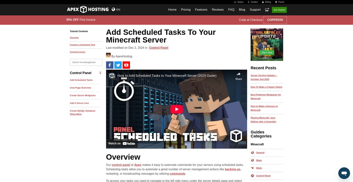 How To Add Scheduled Tasks To Your Minecraft Server Screenshot