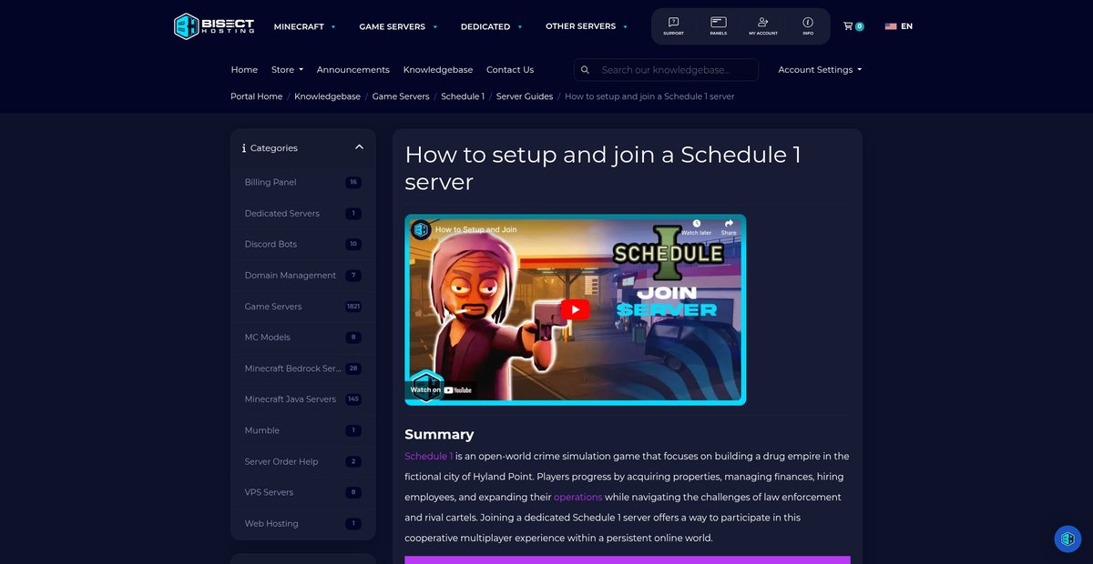How to setup and join a Schedule 1 server - Knowledgebase Screenshot