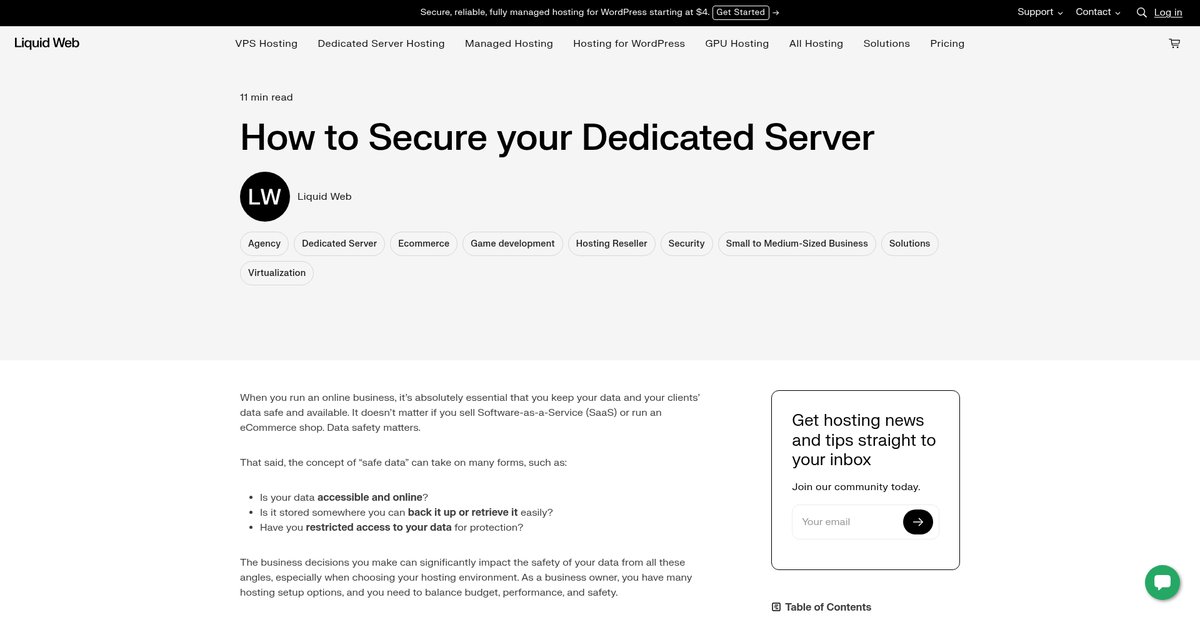 How to Secure Your Dedicated Server Screenshot