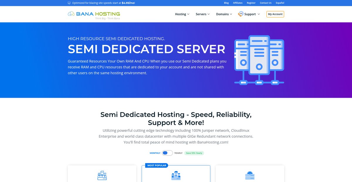 Semi Dedicated Hosting - Speed, Reliability, Support & More! Screenshot
