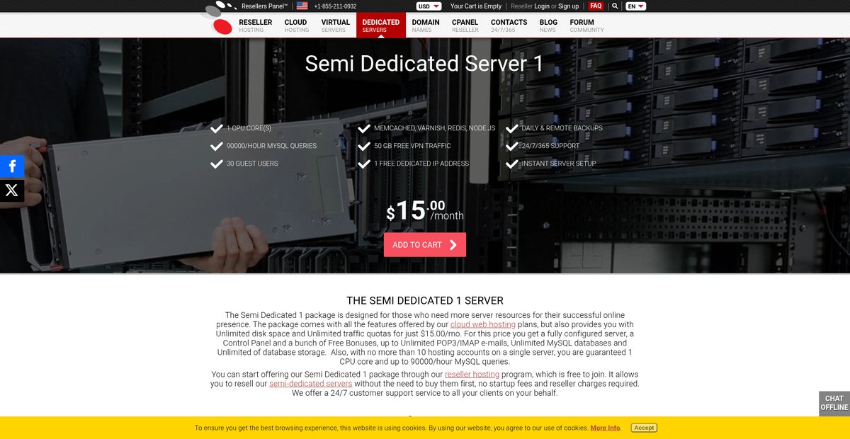 The Semi Dedicated 1 package - an advanced web hosting ... Screenshot