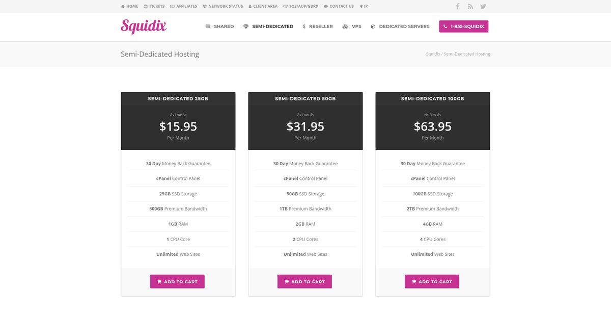 Semi Dedicated Hosting | VPS Hosting Screenshot