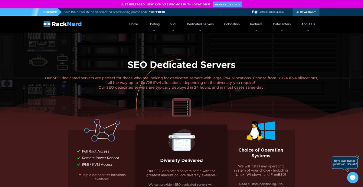 SEO Dedicated Servers Screenshot