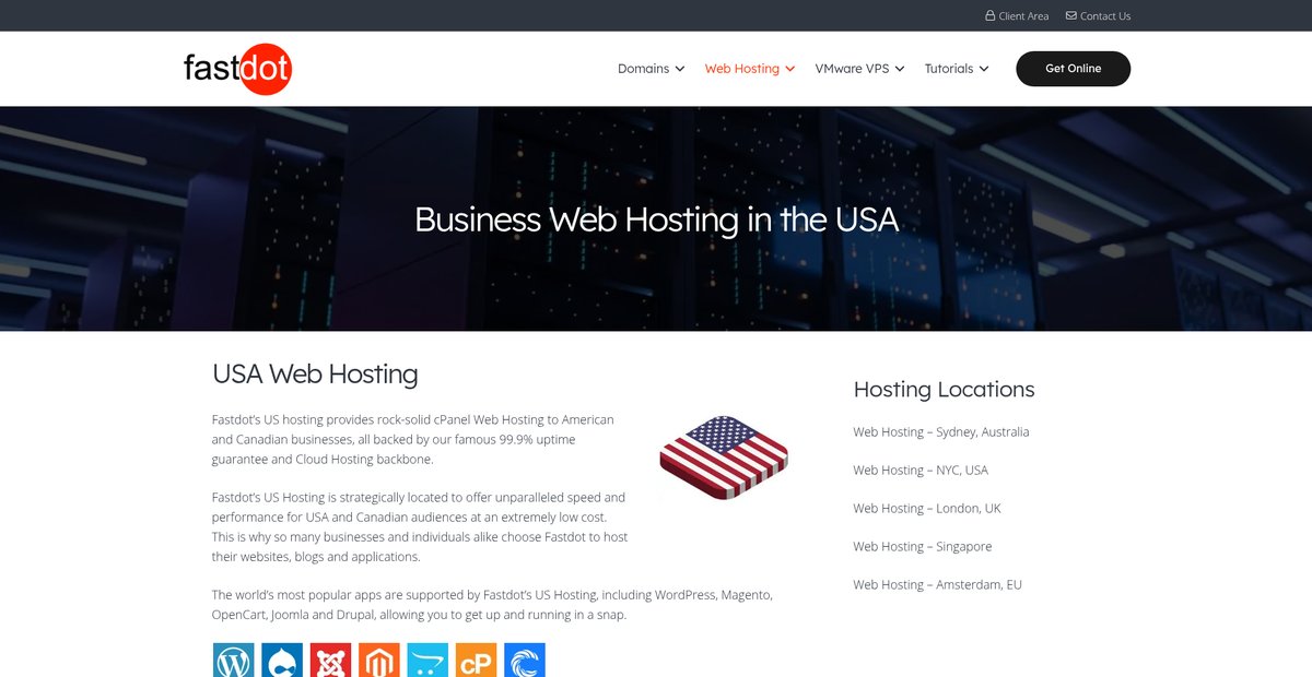 Business Web Hosting in the USA Screenshot