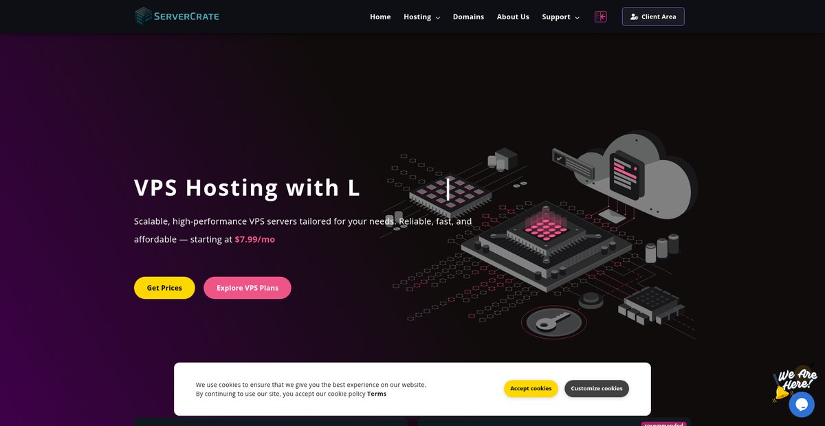 Blazing-Fast VPS & Game Hosting | LA Datacenter | ServerCrate Screenshot