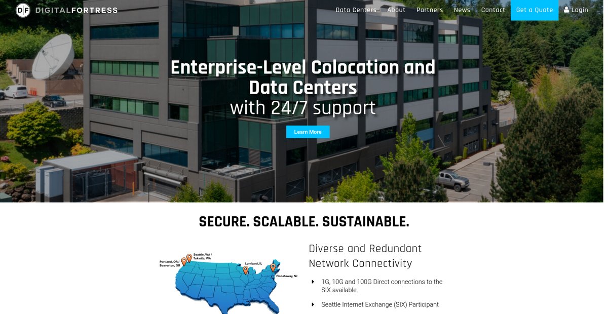 Digital Fortress | Enterprise-Level Colocation & Data Centers Screenshot