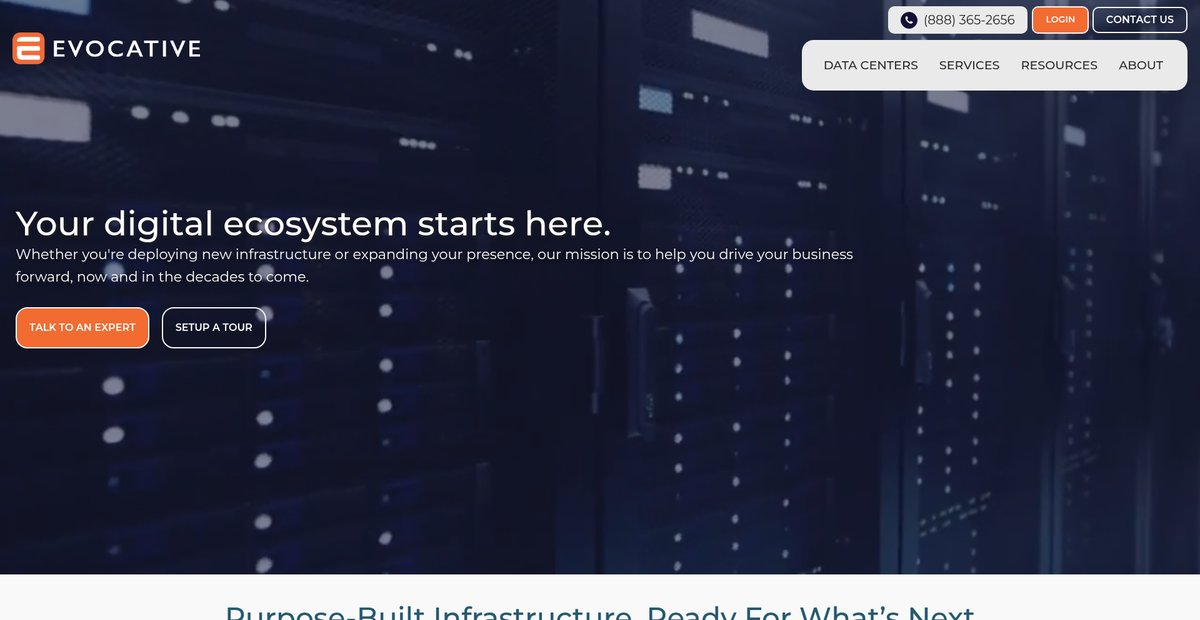 Evocative Data Centers: Premier Colocation & Bare Metal Services Screenshot