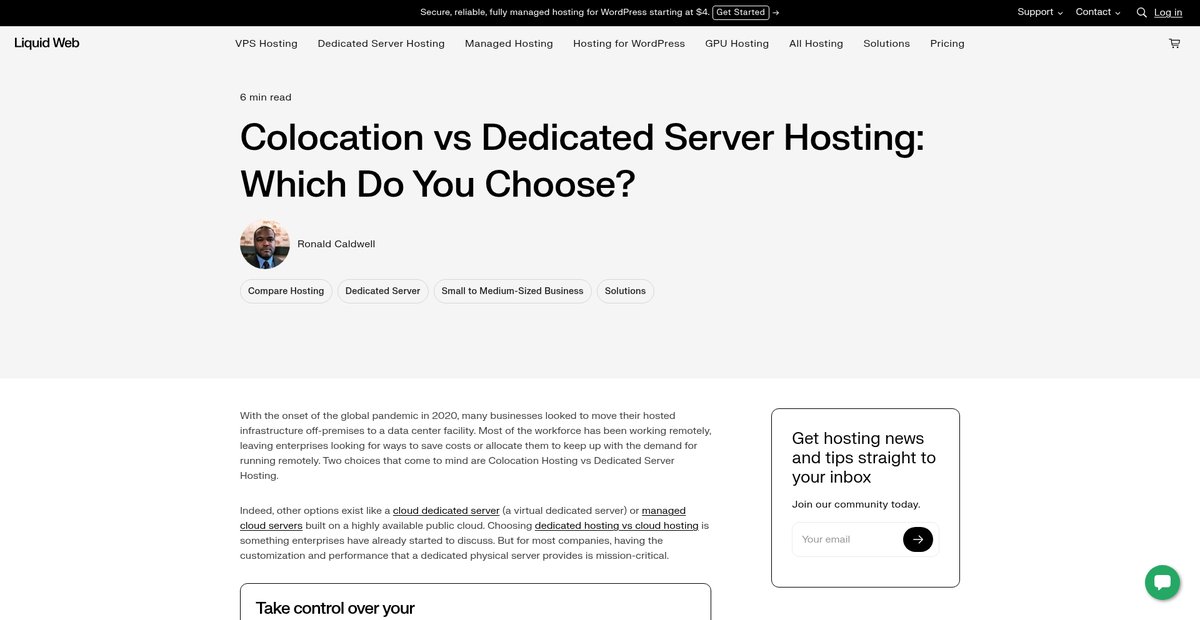 Colocation vs Dedicated Server Hosting Screenshot