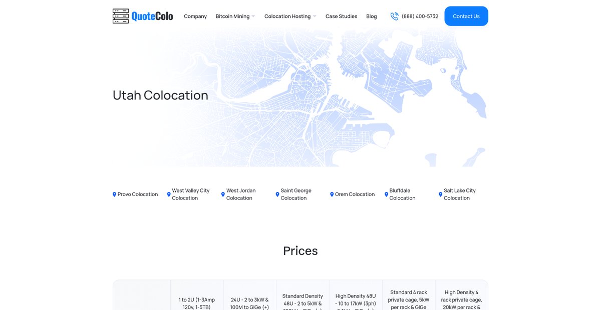 Utah Colocation Providers Screenshot