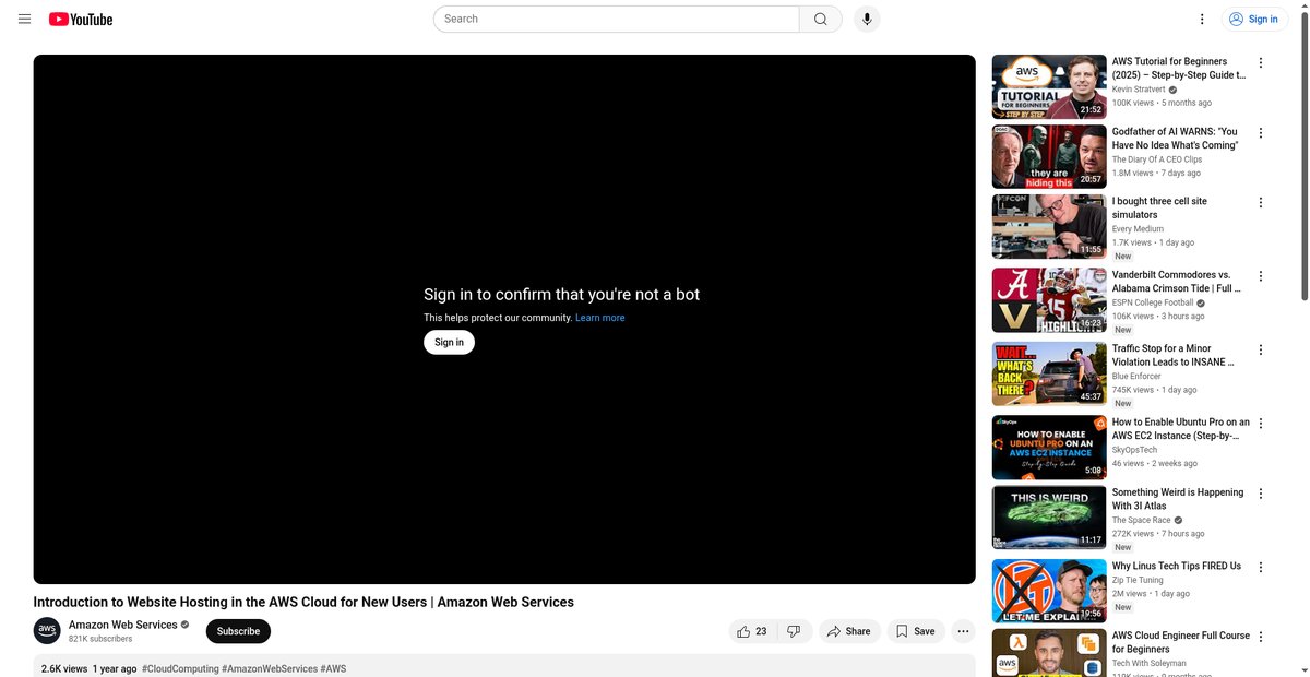Introduction to Website Hosting in the AWS Cloud for New ... Screenshot
