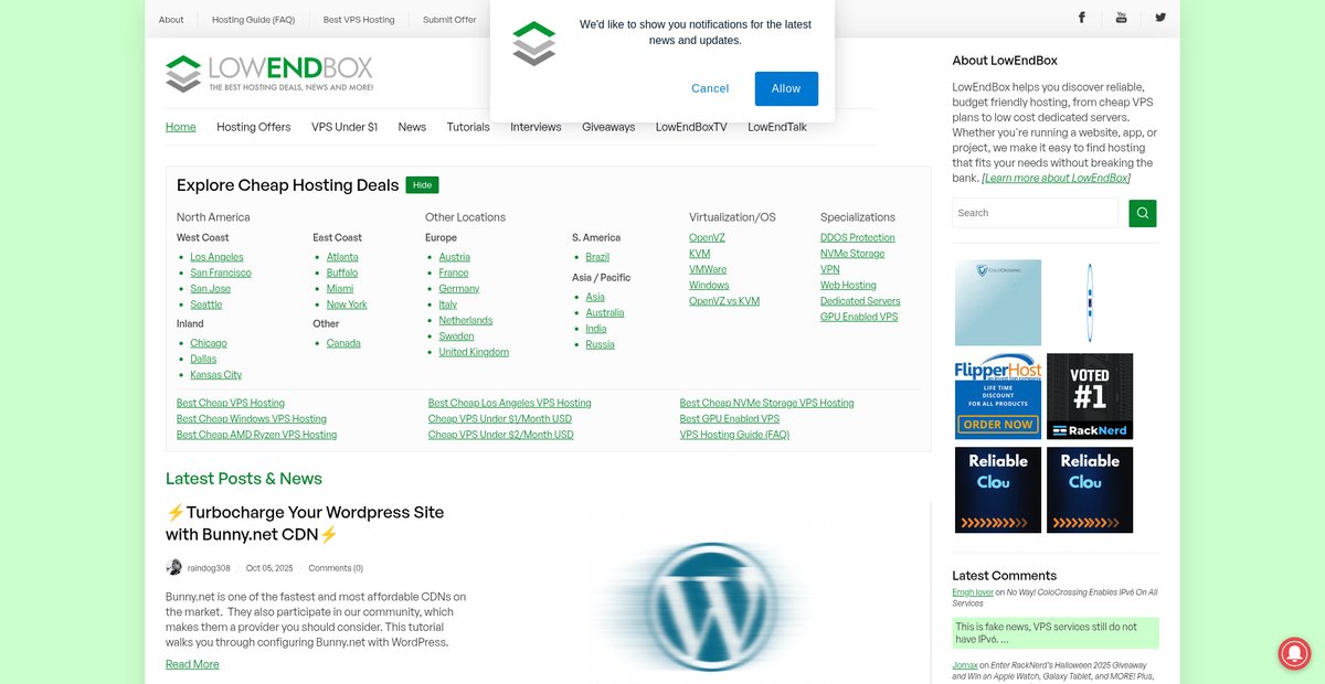 LowEndBox - Cheap VPS, Dedicated Servers and Hosting ... Screenshot
