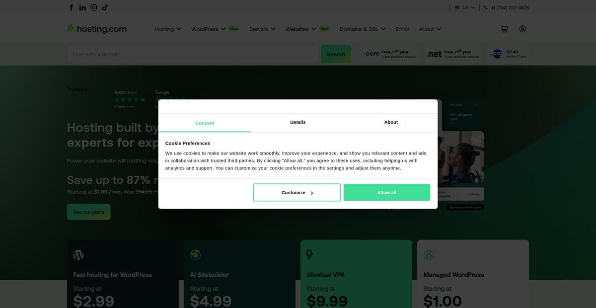 The Best Web Hosting Services at 20x Speeds - A2 Hosting Screenshot