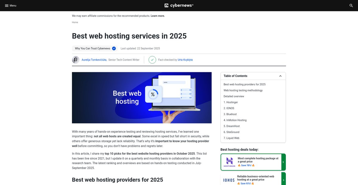 Best Web Hosting Providers for October 2025 Screenshot