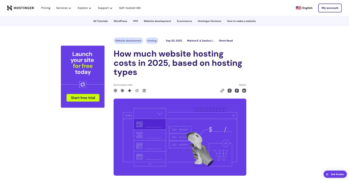 How much does website hosting cost in 2025? Price ... Screenshot