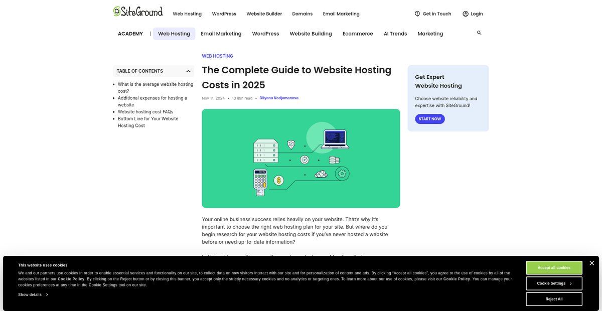 The Complete Guide to Website Hosting Costs in 2025 Screenshot