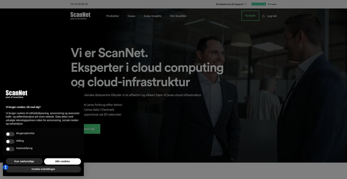 Vi rådgiver om og tilbyder større hostingløsninger Screenshot