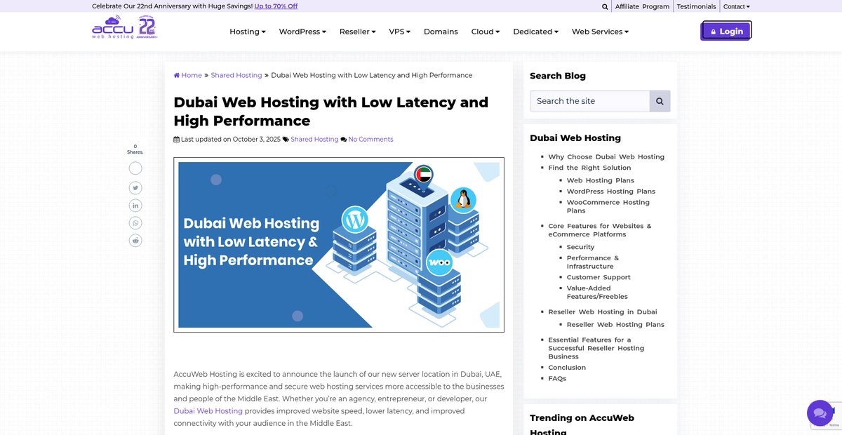 Dubai Web Hosting with Low Latency and High Performance Screenshot