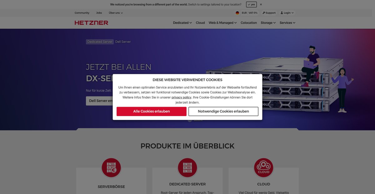 Günstige Dedicated Server, Cloud & Hosting aus Deutschland Screenshot