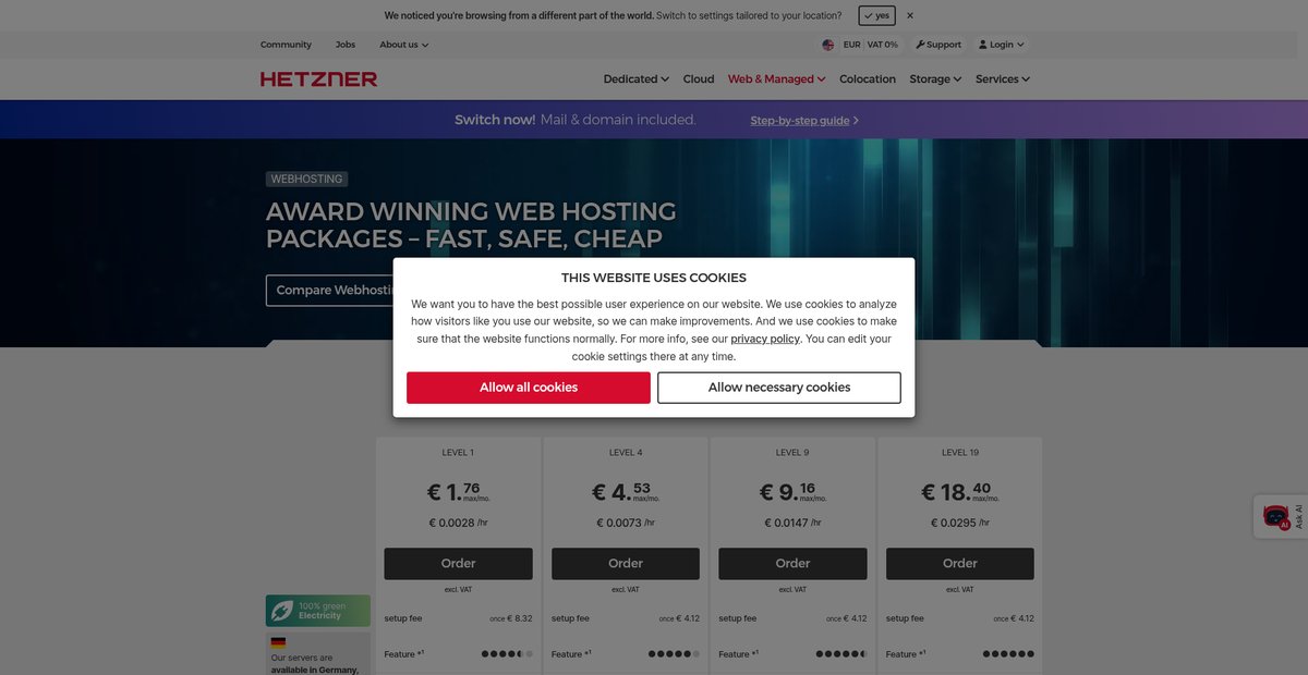 award winning web hosting packages – fast, safe, cheap Screenshot