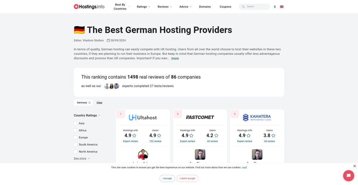 2025's Top 10 German Web Hosting Providers by user ... Screenshot