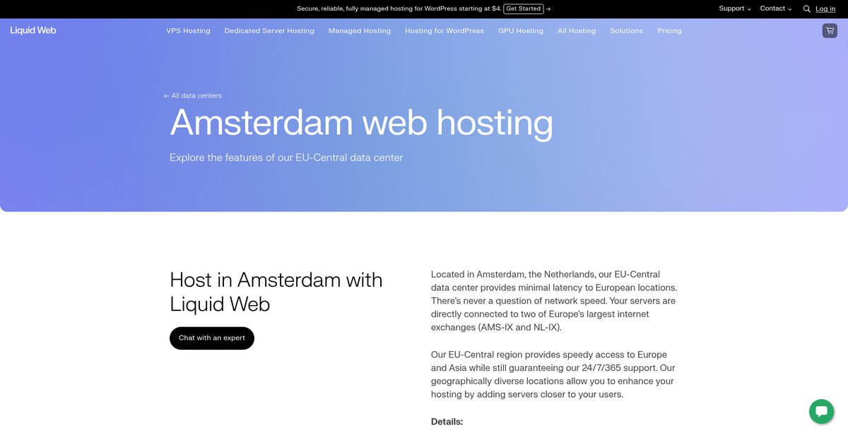 Amsterdam Web Hosting | EU Data Center Screenshot