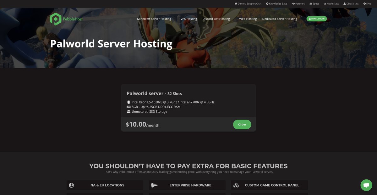 Affordable Palworld Server Hosting | PebbleHost Screenshot